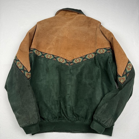 Cripple Creek Jacket Mens 2XL Green Suede Western Bomber Full Zip Southwestern - Picture 6 of 7